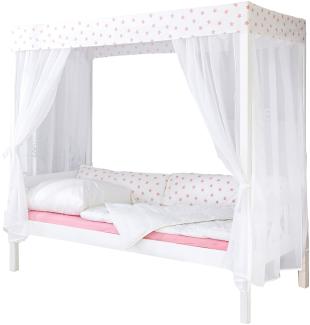 Ticaa 'Weiß-Rosa 310' Himmelbett Kiefer Weiß 90x200