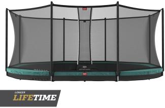 BERG Trampolin InGround oval 520x345 cm grün mit Sicherheitsnetz Comfort Grand Favorit