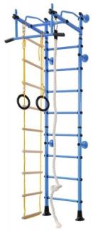 NiroSport Sprossenwand Kletterwand M2 Turnwand Made in Germany Kinderzimmer indoor Metallsprossen Blau Raumhöhe 240 - 290 cm