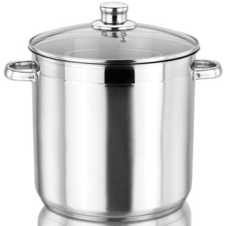 Westerholt Kochtopf mit Glasdeckel, 10 Liter, Edelstahl silber, Ø 24x22 cm