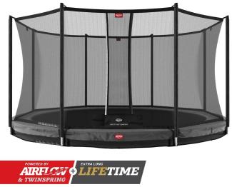 BERG Trampolin InGround rund 380 cm grau mit Sicherheitsnetz Comfort Champion