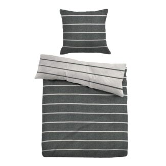 Traumschlaf Melange Flanell Bettwäsche Querstreifen|Kissenbezug 40x80 cm