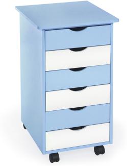 Rollcontainer aus Holz 65x36x40cm - blau