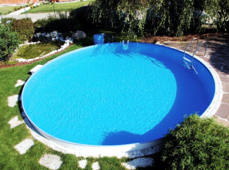 Stahlwandpool Rund Ibiza Ø 400x150 cm Blau Mosaik