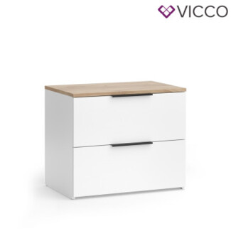 Vicco Kommode Wido Weiß Eiche 60 x 50 cm mit 2 Schubladen