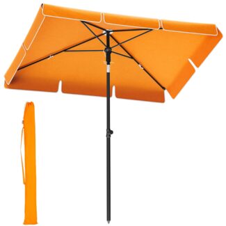 Songmics Sonnenschirm mit Aufbewahrungstasche, ohne Ständer, UPF 50+, Stahl / Polyester, Orange, 200 x 125 cm