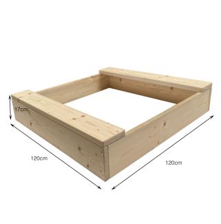 Sandkasten Mini Sandkiste Sandbox Beach aus Massivholz Clamaro Natur 120x120 cm