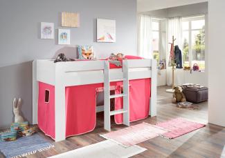 Relita Halbhochbett ANDI Liegefläche 90x200 cm Dekor weiß inkl. Vorhang