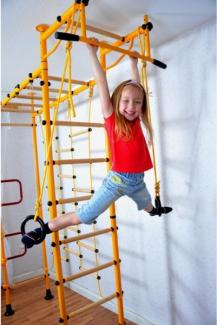 NiroSport Sprossenwand für Kinderzimmer M3 aufbau ohne bohrungen Made in Germany Metallsprossen Weiss Raumhöhe 200 - 250 cm