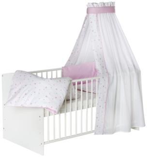 Schardt CLASSIC Komplett-Kinderbett, 3-teiliges Bettset, 70x140cm, Dess. HERZCHEN ROSA