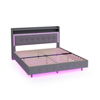 Kinderbett Polsterbett 140x200cm – mit LED-Beleuchtung und USB-Steckdose