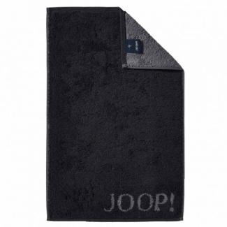 JOOP! Handtuch Gästetuch Classic Doubleface Schwarz 1600 90, Walkfrottier (1-St), Unifarben, Wendeoptik, Logo