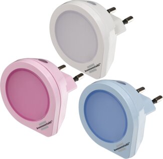 Brennenstuhl LED-Nachtlicht Set/Orientierungslicht mit Dämmerungssensor und 1 LED (extrem energiesparend) 1x weiß, 1x rosa, 1x blau