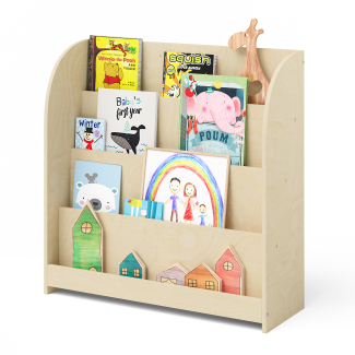 Bellabino 'Baru' Kinderbücherregal mit 4 Ablagefächern, Sperrholz natur unbehandelt, 88 x 30 x 80 cm