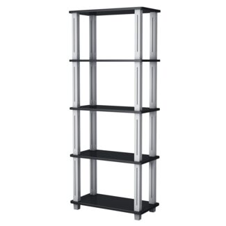 COSTWAY 5 Ebenen Standregal Industrie Lagerregal Bücherregal Anstellregal Aufbewahrungsregal 60 x 29,5 x 144,5cm (Schwarz)