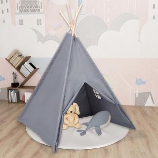 Kinder Tipi-Zelt mit Tasche Pfirsichhaut Grau 120 x 120 x 150 cm