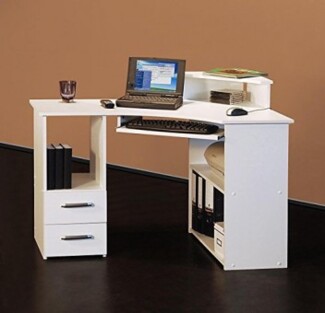 Eckschreibtisch weiss PC Tisch Eck-Schreibtisch - weiß