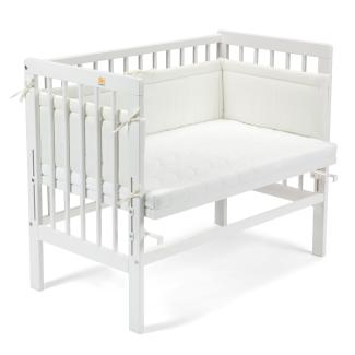 Fabimax 4409 'BASIC' Beistellbett weiß, inkl. Matratze 'AIR' und Nestchen 'Amelie' creme