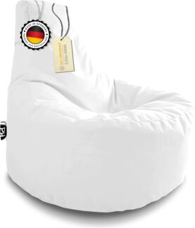 Patchhome Gamer Kissen Lounge Kissen Sitzsack Sessel Sitzkissen In & Outdoor geeignet fertig befüllt | Weiß - Ø 75cm x Höhe 80cm - in 2 Größen und 25 Farben