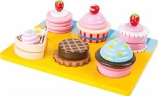 small foot 10149 - Schneide-Cupcakes und Torten, Holz, 13-teilig, Brett-Mae: 19x16cm