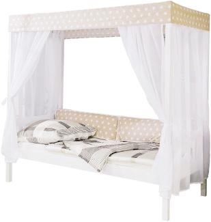 Ticaa 'Beige' Himmelbett 310 Kiefer Weiß 90x200