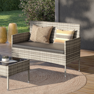 STEELSØN 'Thalora' Gartensofa 2er-Sitzer inkl. Kissen, grau-meliert/anthrazit, aus Polyrattan