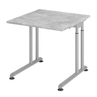 Schreibtisch C-Fuß 80x80 cm Beton/Silber