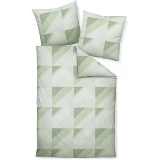 Janine J.D. Mako-Satin Bettwäsche 240x220 Rauten Dreieck lind grün weiß 87065-06