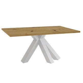'Big System' Esstisch mit Stern-Gestell, Weiß/Asteiche, 160x90 cm