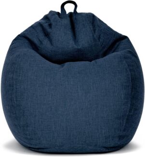 Green Bean© Indoor Sitzsack "Home Linen" mit 200 Liter mit EPS-Perlen Füllung - Bodenkissen Liegekissen Sitzkissen Lounge Dunkelblau Navy