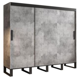 Schiebetürenschrank Loft Kleiderschrank beton schwarz Schubladen Breite 250cm