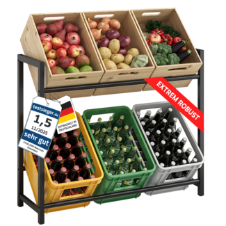 STEELSØN 'Macondo' Getränkekistenregal, Metall, schwarz, 85x103x33 cm, Getränkeregal für 6 Kisten