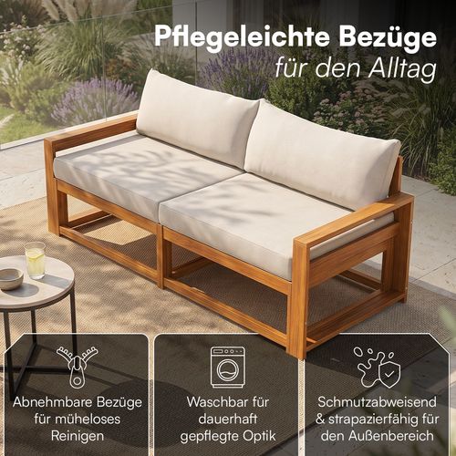STEELSØN 'Mizaru' Premium Gartenlounge, Gartenmöbel Set, taupe, Akazienholz, wetterfest und UV-beständig, Outdoor Sofa 2 Sitzer Bild 4