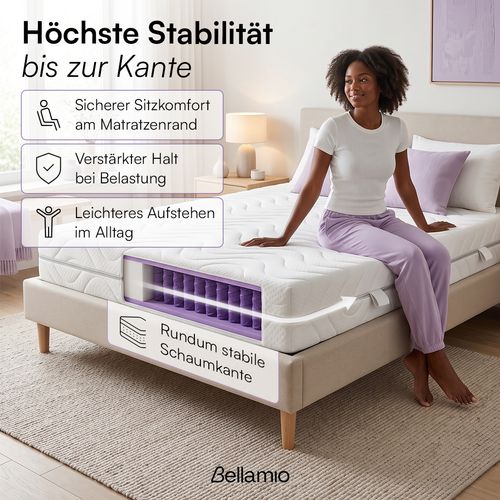 Bellamio 'Lift' Taschenfederkernmatratze 140x200cm, ergonomische 7 Zonen Matratze H3 mittelfest, 21 cm hoch, punktelastisch, wendbar, atmungsaktiver & waschbarer Bezug, aus zertifizierten Materialien Bild 6