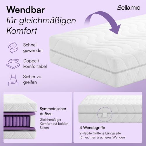 Bellamio 'Lift' Taschenfederkernmatratze 140x200cm, ergonomische 7 Zonen Matratze H3 mittelfest, 21 cm hoch, punktelastisch, wendbar, atmungsaktiver & waschbarer Bezug, aus zertifizierten Materialien Bild 7