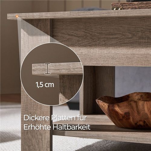 Yaheetech Couchtisch mit höhenverstellbarer Platte und verstecktem Stauraum, 98x50cm, Grau Bild 9