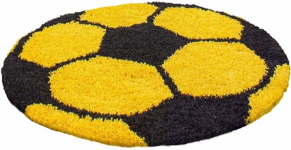Ayyildiz Teppiche Kinderteppich Fun 6001, rund, Höhe: 30 mm, Fußball Design