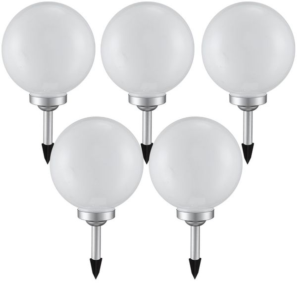 5er Set LED Solarleuchte, Kugel weiß, H 62 cm Bild 2
