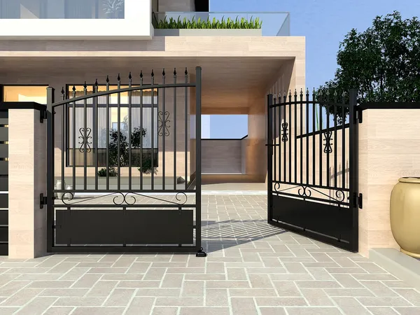Vente-unique - NERBIS Eingangstor Metall Schwarz - B 5 cm x H 160 cm x L 351 cm