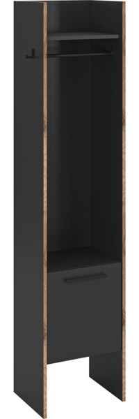Garderobenschrank (B/H/T: 42x189x37 cm) in Basalt Melamin und Basalt Melamin
