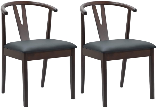 vidaXL Esszimmerstuhl 2 pcs Hellbraun und Schwarz Massives Gummiholz 42020403