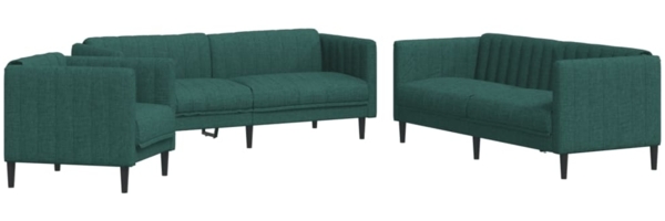 vidaXL 3-tlg. Sofagarnitur Dunkelgrün Stoff 3209233