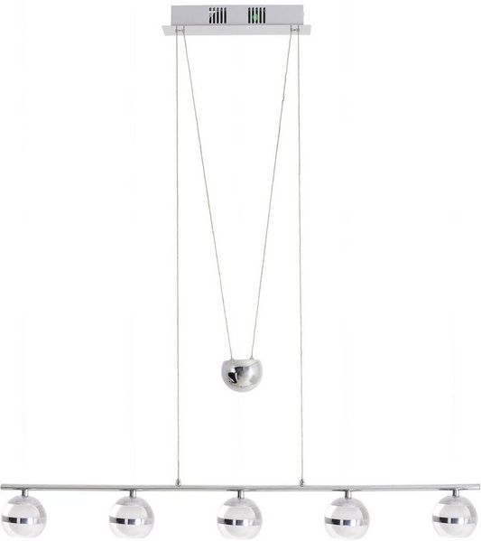 LED Hängeleuchte chrom, klar Näve Sphere 90cm 5 flg. 1350lm