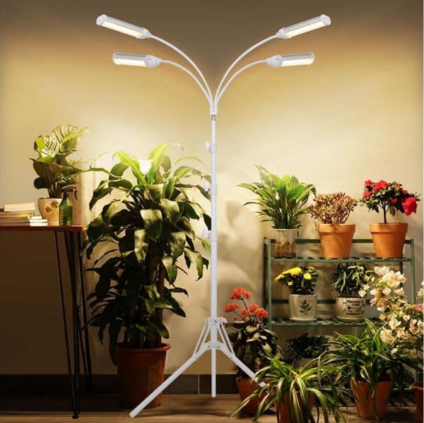 MUPOO Pflanzenlampe 4 Köpfe Vollspektrum Pflanzenlicht,32W LED Wachstumslicht mit Ständer, mit einstellbaren & 3/6/12H Automatischer Ein/Aus-Timer Bild 2