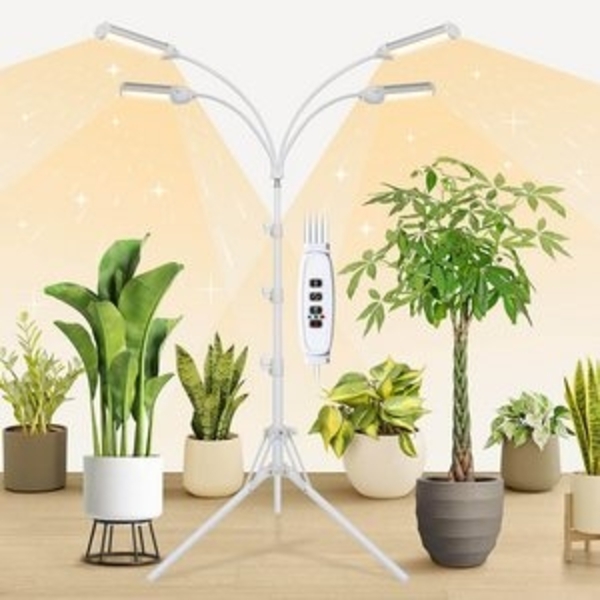 MUPOO Pflanzenlampe 4 Köpfe Vollspektrum Pflanzenlicht,32W LED Wachstumslicht mit Ständer, mit einstellbaren & 3/6/12H Automatischer Ein/Aus-Timer Bild 6