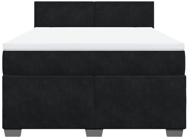 vidaXL Boxspringbett mit Matratze Schwarz 140x200 cm Samt 3286326 Bild 4
