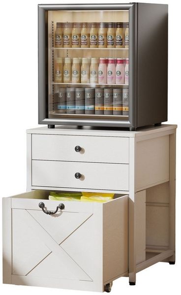 TWSOUL Backofen/Kühlumbauschrank Kommode Mini-Kühlschrankständer mit 2 Schubladen & 1 Rollschrank 109KG Tragkraft, für Wohnheim,Zuhause,Büro,Schlafzimmer