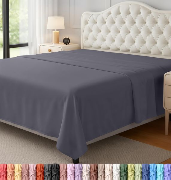 Utopia Bedding Bettlaken für Doppelbett (266x259 cm, grau) – Stoff aus weichem Polyester-Mikrofaser, gebürstet – für Bett Größe 150x200 cm