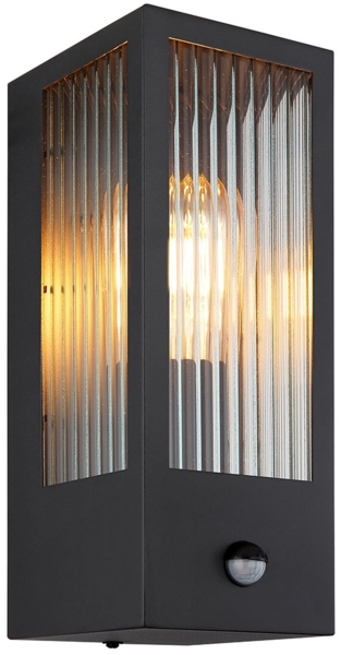Außen Wandleuchte, schwarz, Glas, Bewegungsmelder, H 32 cm
