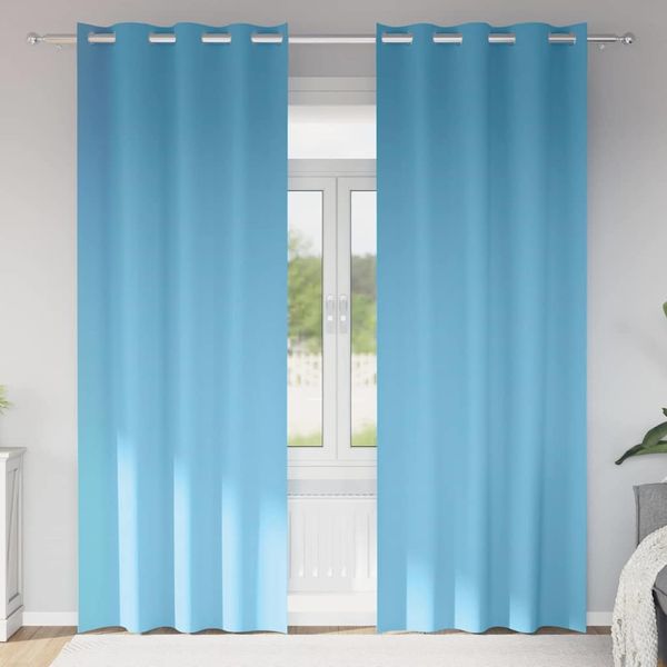 vidaXL Verdunkelungs-Vorhänge mit Ringen 2 pcs Himmelblau 225 x 140 cm 4107325